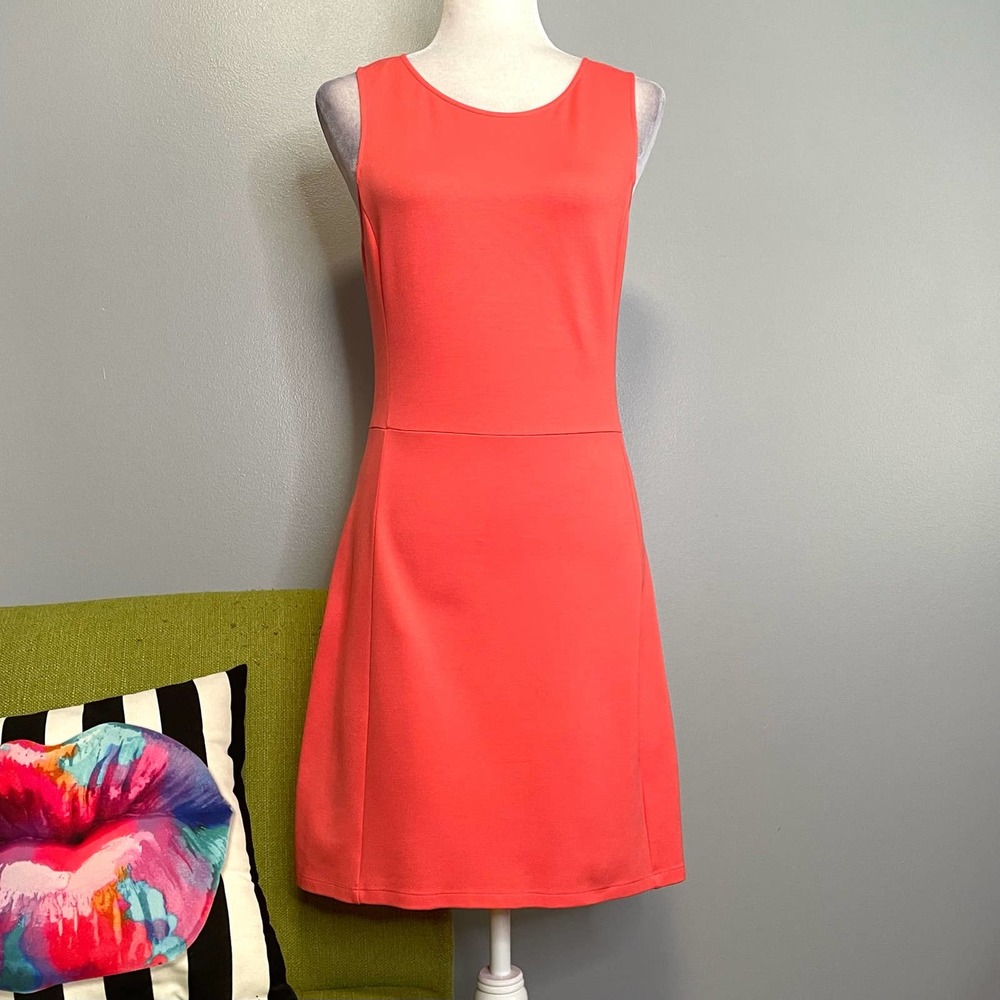 Theory Daniko Pryor Coral Pink Stretch Sleeveless Mini Dress